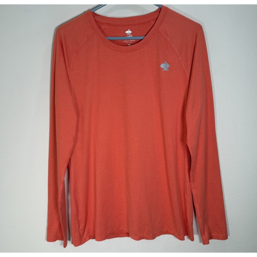 Rabbit EZ Tee Womens Sz L Running T-Shirt Long Sleeve Bright Coral Performance
